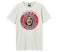 Amplified Camiseta unisex para adulto con texto en inglés "For President Ozzy Osbourne", Vintage Blanco, Large
