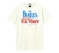Amplified Camiseta unisex para adultos con texto en inglés "First Us Visit The Beatles", blanco vintage, M