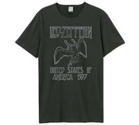 Amplified - Camiseta USA Tour 1977 Led Zeppelin para Adultos Unisex (XL) (Carbón)