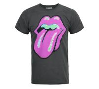 Amplified Clothing Rolling Stones Pixelated Tongue Logo Hombres Medio Camiseta d