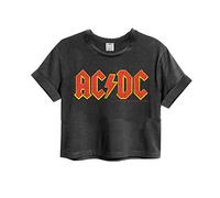 Amplified Crop Top Woman T-Shirt (ACDC Logo - Charcoal, XS)