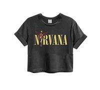 Amplified Crop Top Woman T-Shirt (Nirvana In Utero Colour Logo - Charcoal, L)