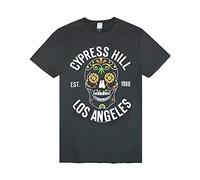 Amplified Cypress Hill Floral Skull Mens Charcoal T Tshirts Camisetas y Tops(Medium)