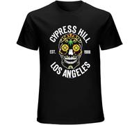 Amplified Cypress Hill Floral Skull T-Tshirts Camisetas y Tops Mens Black Tees Unisex Tshirts Camisetas y Tops(Large)