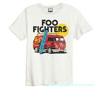 Amplified Foo Fighters Collection - Camiseta de Hombre Camper Van de Color Crema Regular, Negro, L
