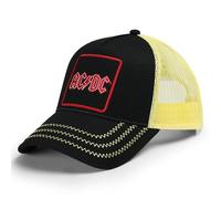 Amplified Gorra Trucker ACDC – cierre ajustable y transpirable – Negro/Amarillo/Rojo Talla única