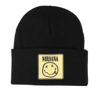 Amplified Gorro de punto con logo BandMerch, accesorio de banda para hombre, mujer, niños, unisex, primavera, verano, otoño, invierno, fanático de la música, festival, Nirvana, Talla única