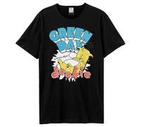 Amplified - Green Day - Dookie Longview, Camiseta de Manga Corta, Tamaño L, Negro, Unisex, 100% Algodón, Hombre, Mujer, Unisex, Primavera, Verano, Otoño, Invierno, Festival, Música, Vintage