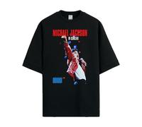 Amplified Michael Jackson - Camiseta de manga corta de manga corta con aspecto retro, 1988 Live in Concert - Oversized, S