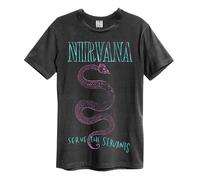 Amplified Nirvana Serve The Serpants Mens T-Shirt in Charcoal (Importación USA)