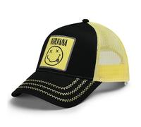 Amplified Gorra de béisbol Trucker con cierre ajustable y transpirable, Nirvana Negro Amarillo, Talla única