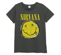 Amplified Nirvana-Worn out Logo Camiseta para Hombre, Logo Worn out - Gris (Charcoal CC), L