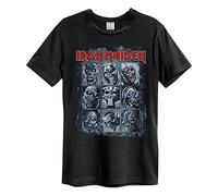Amplified Oficial Iron Maiden 9 Eddies Camiseta para Hombre, Negro Negro Large