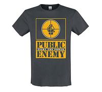 Amplified Public Enemy Collection, Yellow Fight The Power, para Hombre, Camiseta Gris Marengo Regular, Carbón, XL