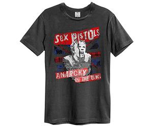 Amplified Sex Pistols-Anarchy Camiseta, Gris (Charcoal CC), M para Hombre