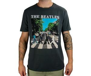 Amplified The Beatles-Abbey Road Camiseta, Gris (Charcoal CC), S para Hombre