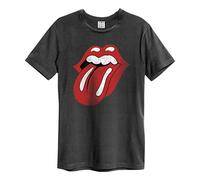 Amplified The Rolling Stones-Era Tongue Camiseta, Gris (Charcoal CC), S para Hombre