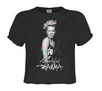 Amplified Top Crop Beautiful Trauma Diseño Pnk para Mujer (GD4185)