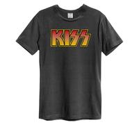 Amplified Unisex Adult Classic Distressed Kiss Logo T-Shirt L Charcoal