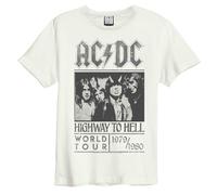 Amplified Unisex Adult Highway To Hell Tour AC/DC T-Shirt S Vintage White