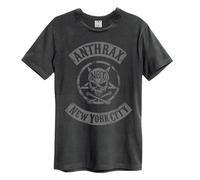 Amplified Unisex Adult New York City Anthrax T-Shirt (S) (Charcoal)