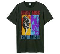 Amplified Unisex Band T-Shirt - Guns N Roses - Spliced Illusion, Gris Escuro