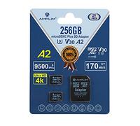 Amplim Tarjeta micro SD de 256 GB | 2 tarjetas de memoria de 256 GB más adaptador, velocidad extrema de 170 MB/S A2 MicroSDXC U3 Clase 10 V30 UHS-I para Nintendo Switch, Surface, teléfono, cámara de