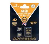 Amplim Tarjeta micro SD de 64 GB | Adaptador de memoria MicroSD Plus | A2 MicroSDXC U3 Clase 10 V30 UHS-I para Nintendo, GoPro Hero, Surface, teléfono, cámara de cámara, tableta | Negro 2 unidades