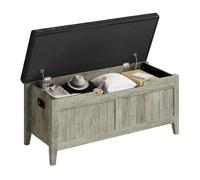 Amplio Espacio De Almacenamiento y Comodidad: Banco Zapatero De Madera Con Tapa Abatible, Asiento Acolchado Grueso, 2 Bisagras De Seguridad, Amplio Baúl Para Mantas, Fácil Montaje, Capacidad De 118 Kg