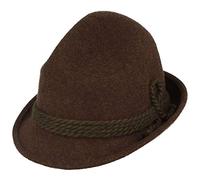 Amplio sombrero de fieltro para hombre - Sombrero de paseo con cabeza puntiaguda - 100 % lana con cordel de lana estrecho Kempre & en 3 marrón 60