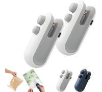Ampltulastd Bag Sealer, Easilyous Vacuum Bag Sealer, 2 in 1 USB-C Rechargeable Mini Sealer, For Lasting Freshness & Flavor (2-PCS White)