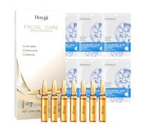 Ampollas Flash Efecto Lifting Inmediato 7×2ml+Mascarilla de Hidrogel Hialurónico 6PCS,Acido Hialuronico Serum Facial,Mascarilla Hidratante Facial,Hidratación Flash,para todos los tipos de piel