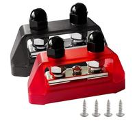 Ampper 2 espárragos 5/16" Heavy Duty Battery Junction Post con 1 X M4 Terminal de tornillo, Dual Studs M8 Bus Bar Power and Ground Junction Block (W/Screw Terminal & Cover, Red and Black)