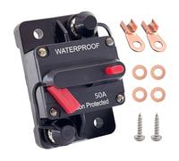 Ampper 50A Interruptor automático, Montaje en Superficie DC 12V-48V Fusible Térmico Resistente al Agua con Reset Manual/On-Off para Barco Trolling Motor Auto Audio Solar y Más