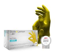 AMPri Guantes de nitrilo amarillo, 100 unidades, talla L, sin polvo, estilo limón by Med-Comfort: guantes desechables de nitrilo en tallas XS, S, M, L, XL