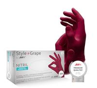 AMPri Guantes de nitrilo, color burdeos, rojo, 100 unidades/caja, talla M, sin polvo, Style Grape by Med-Comfort: guantes desechables de nitrilo en las tallas XS, S, M, L, XL