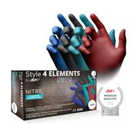 AMPri Guantes de nitrilo, coloridos, mezcla de colores, 96 unidades/caja, talla S, sin polvo, Style 4 Elements de Med-Comfort: Guantes desechables de nitrilo, guantes desechables en tallas XS, S, M,