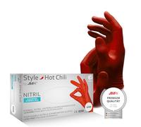 AMPri Med-Comfort: guantes de nitrilo desechables, 100 unidades, talla M, sin talco, estilo chile caliente de Med-Comfort: guantes desechables de nitrilo en tallas XS, S, M, L, XL