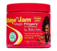Ampro Shine-n-Jam Magic Fingers Gel para trenzas, proporciona fijación firme con brillo no graso, fortalece el cabello con proteínas de seda, actúa en cualquier estructura del cabello y permite la cr