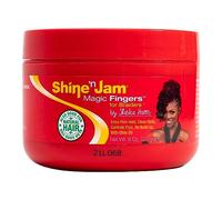 Ampro Shine-n-Jam Magic Fingers Gel para Trenzas. Proporciona fijación firme con brillo no graso. Fortalece el cabello con proteínas de seda. Funciona en cualquier textura de cabello para crear múlti