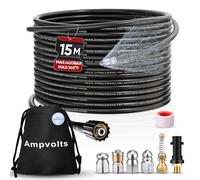 Ampvolts 15M Desatascador de Tuberías a Presión - 400 Bar/5800 PSI, 5 boquillas Compatible con Hidrolimpiadoras Karcher K2 K3 K4 K5 K6 K7 - Limpia Fácilmente Tuberías y Desagües Obstruidos