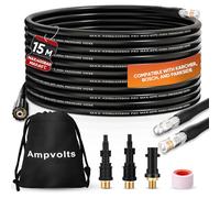 Ampvolts 15M Desatascador de Tuberías a Presión - 400 Bar/5800 PSI, Compatible con Hidrolimpiadoras karcher K2-K7, Lavor, Bosch - Limpia Fácilmente Tuberías y Desagües Obstruidos
