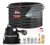 Ampvolts Desatascador de Tuberías a Presión 30 m, 5 Boquillas | 400 bar/5800 PSI, 5 boquillas y adaptador de latón, compatible con Karcher K2 K3 K4 K5 K6 K7, para tuberías y desagües