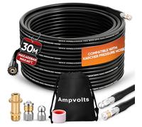 Ampvolts Manguera de limpieza de tuberías de 30 m con adaptador de latón - 400 Bar/5800 PSI, compatible con limpiadoras a presión Karcher K2 K3 K4 K5 K6 K7, para desatascar desagües