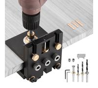 Ampvolts plantilla de perforación para espigas de madera de 6/8/10/15 mm - guía de taladro 3 en 1 para carpintería, orificios de espiga precisos, localizador con clip de posicionamiento, perforadora.