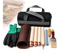 AMQYDT Kit De Herramientas para Tallar Sílex, Juego De Herramientas para Trabajar La Obsidiana, Juego De 15 Piezas con Puntas De Cobre De 20/25/35 Mm para La Fabricación De Puntas De Piedra.