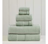 Amrapur Overseas 6-Piece Yarn Dyed Cobblestone Jacquard Towel Set Mineral Green