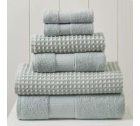 Amrapur Overseas 6-Piece Yarn Dyed Cobblestone Jacquard Towel Set Misty Blue