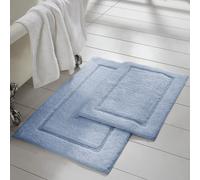 Amrapur Overseas Juego de 2 alfombrillas de bao con respaldo antideslizante (17 x 24 pulgadas y 21 x 34 pulgadas), color azul claro