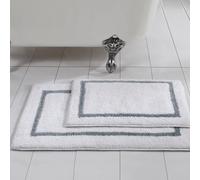 Amrapur Overseas Juego de 2 alfombrillas de bao reversibles con rayas en contraste (17 x 24 pulgadas y 21 x 34 pulgadas), color plateado